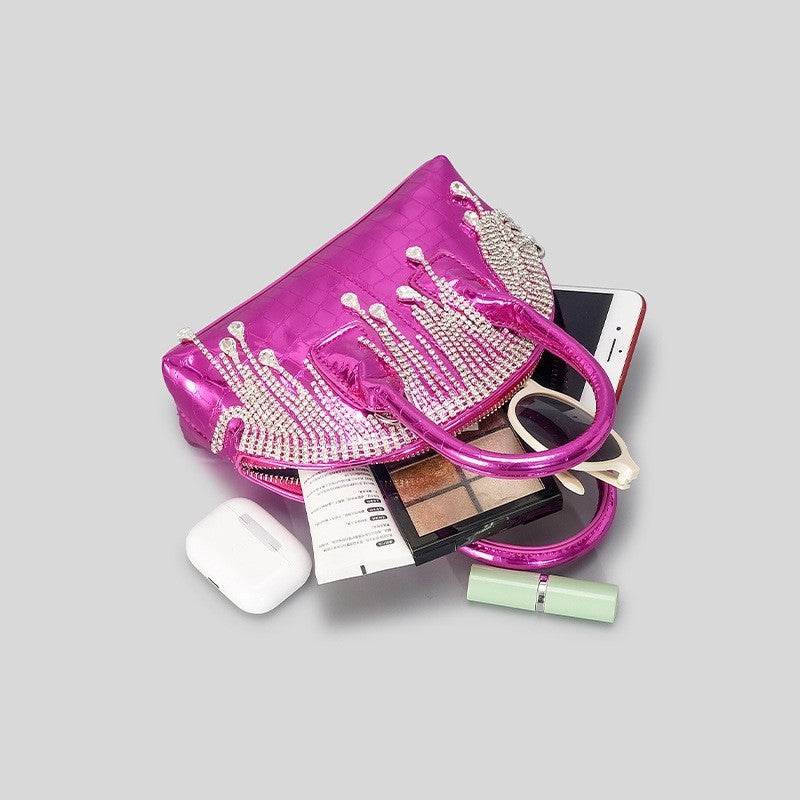 Fashion Shiny Surface Chain Messenger Bag - Stylish Leather Shoulder Bag - Buy Center