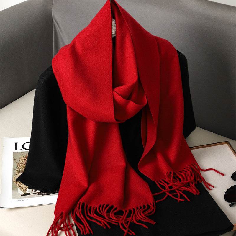 Solid Color Cashmere-like Scarf for Women - Warm, Quick-Drying Shawl - Buy Center