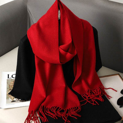 Solid Color Cashmere-like Scarf for Women - Warm, Quick-Drying Shawl - Buy Center