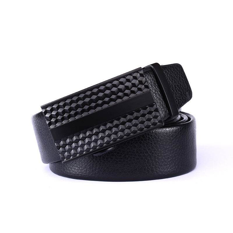 Fashion Casual Men's Leather Belt - Two-Layer Automatic Buckle Design - Buy Center