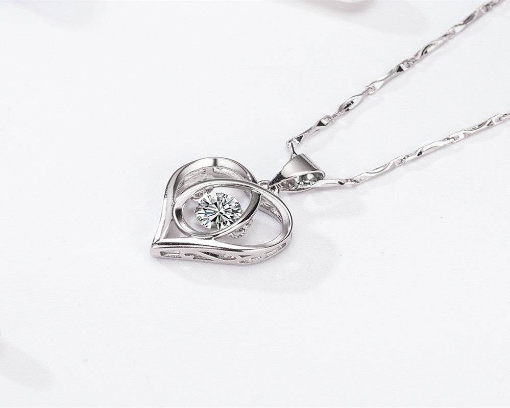 Buy Center Heart-Shaped Smart Pendant Necklace - Diamond-Embedded Clavicle Chain - Buy Center