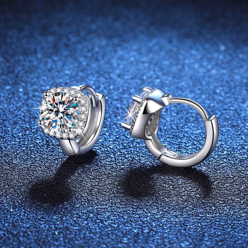 Classic S925 Silver Moissanite Earrings - Elegant Square Design for Women - Buy Center