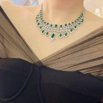 Buycenter Emerald Green Zircon Jewelry Set - Necklace, Earrings, Ring, Bracelet - Buy Center