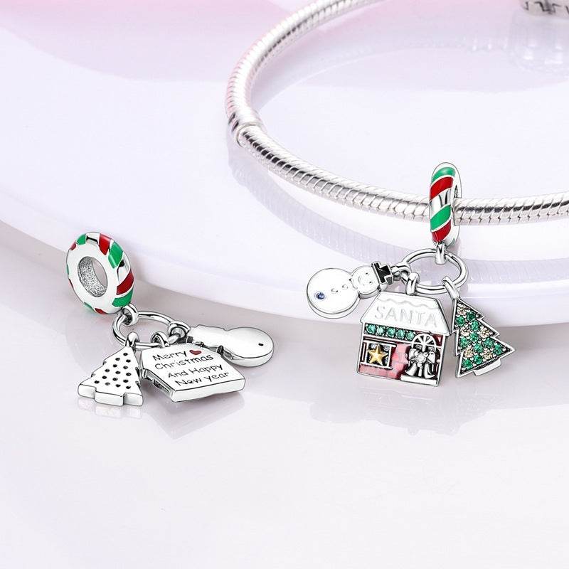 925 Silver Christmas Theme Pendant - Elegant DIY Holiday Ornament - Buy Center