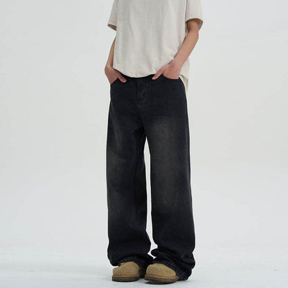 Buycenter Men's Black Straight Slimming Jeans - Casual Mid-High Waist - Buy Center