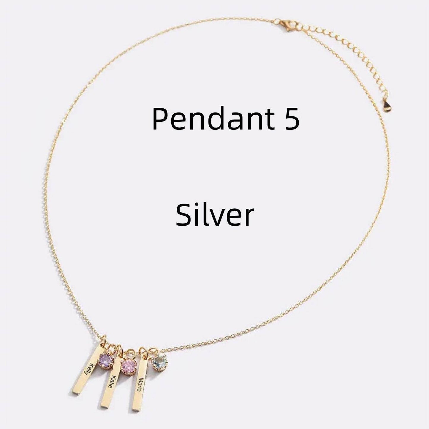 Personalized Mini Bar Birthday Stone Necklace - Custom Stainless Steel Pendant - Buy Center