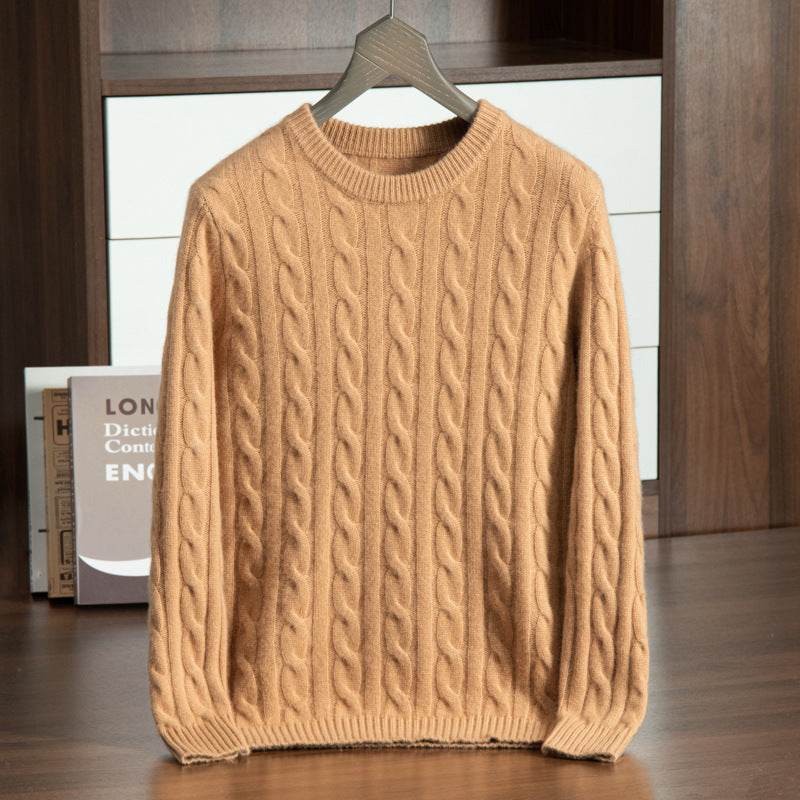 Pure Cashmere Men's Round Neck Sweater - Trendy Pullover for Comfort - Buy Center