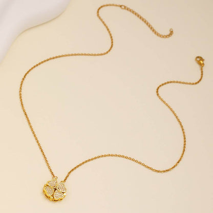 Fashionable Heart-Shaped Necklace - 4-in-1 Clover Design for Women - Buy Center