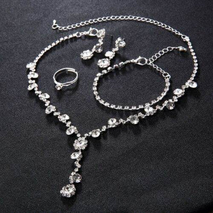 Buy Center Silver Color Tone Crystal Tennis Jewelry Set - Elegant African Style - Buy Center