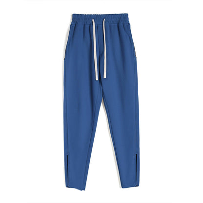 Slim Fit Zipper Ankle Banded Pants - Stylish Cropped Sports Trousers - Buy Center