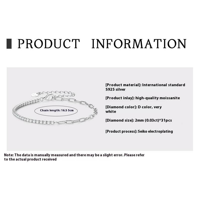 Moissanite Full Diamond Bracelet - High-Grade S925 Sterling Silver for All - Buy Center