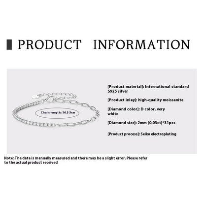 Moissanite Full Diamond Bracelet - High-Grade S925 Sterling Silver for All - Buy Center