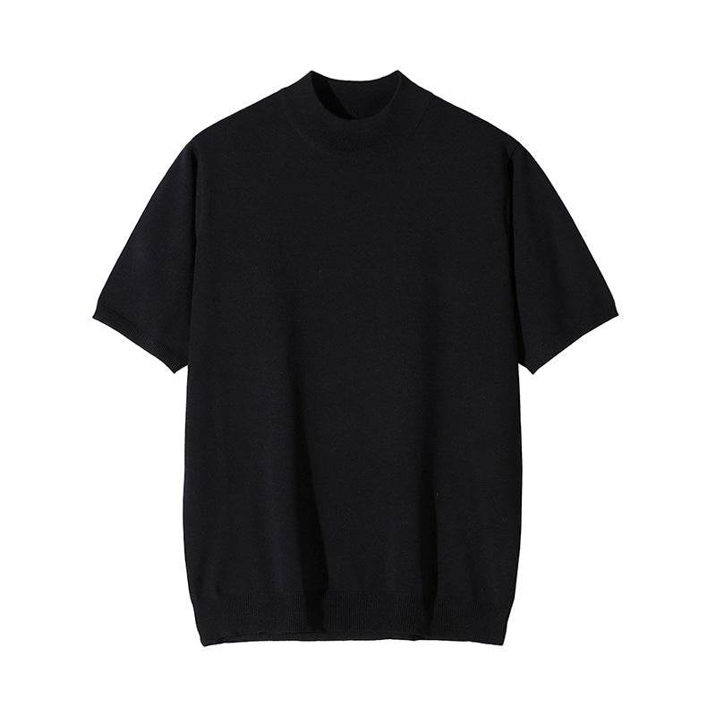 Men's Half Turtleneck Knitted T-shirt - Slim Fit, Summer Style - Buy Center