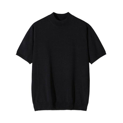 Men's Half Turtleneck Knitted T-shirt - Slim Fit, Summer Style - Buy Center