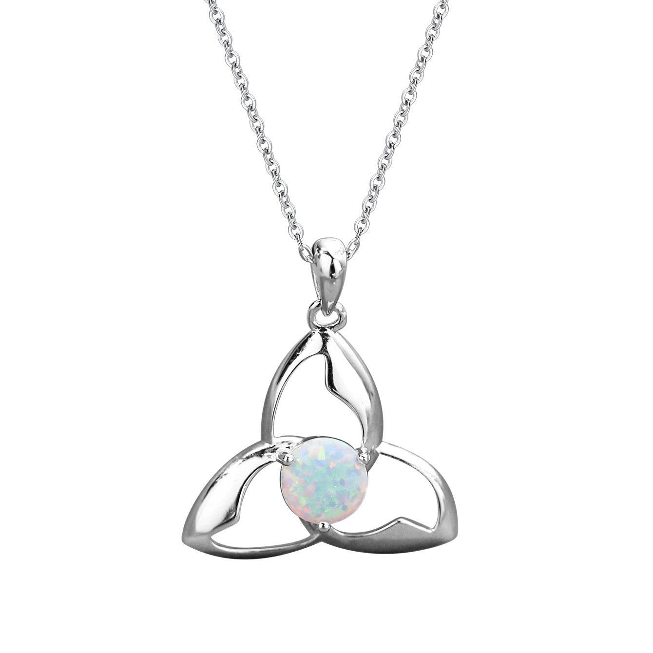 Buycenter 925 Silver Round Opal Necklace - Unisex Cross Chain Jewelry - Buy Center