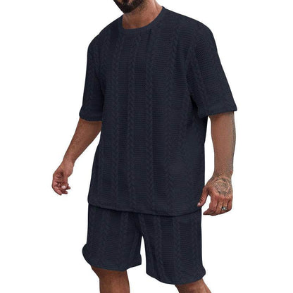 Buycenter Men's Fashion Shorts Suit - Casual Cotton Blend, Short Sleeve - Buy Center