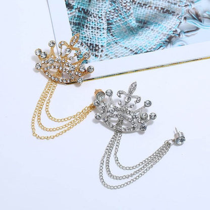 Fashion Crown Brooch - Elegant Gold/Silver Diamond Corsage for Every Occasion - Buy Center