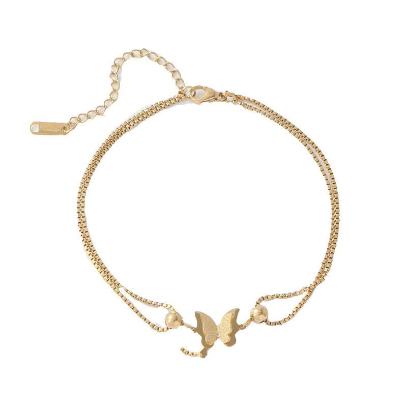 Buy Center Butterfly Pendant Layered Anklet - Gold & Silver Jewelry - Buy Center