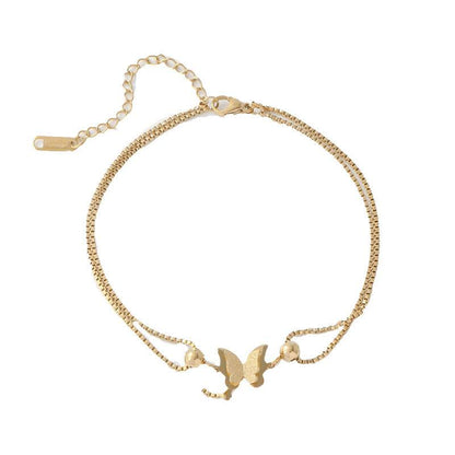 Buy Center Butterfly Pendant Layered Anklet - Gold & Silver Jewelry - Buy Center