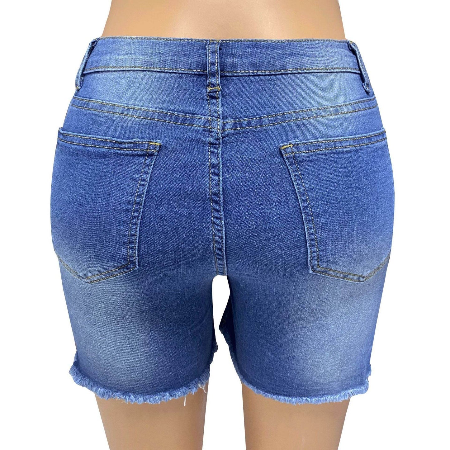 Buycenter Women's High Waist Denim Shorts - Light Blue, Micro Elasticity - Buy Center