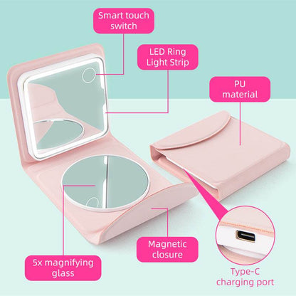 PU Bifold Mirror Powder - Essential Face Skin Care Tool for Glam - Buy Center
