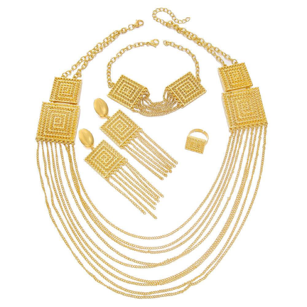 Elegant 5pcs Gold Plated Jewelry Set - Perfect for Weddings & Holidays - Buy Center