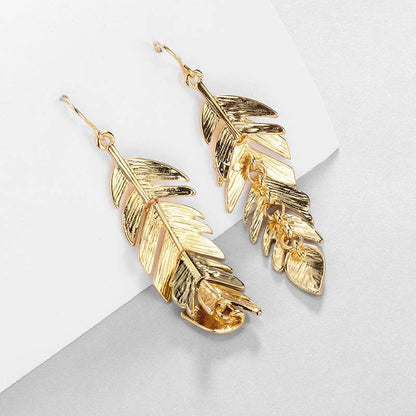 Buy Center European & American Tassel Leaf Earrings - Stylish Geometric Design - Buy Center