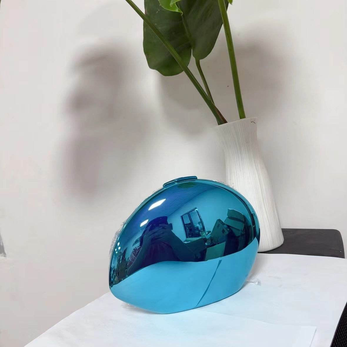 Buycenter Golden Acrylic Goose Egg Clutch - Metallic Shoulder Bag - Buy Center