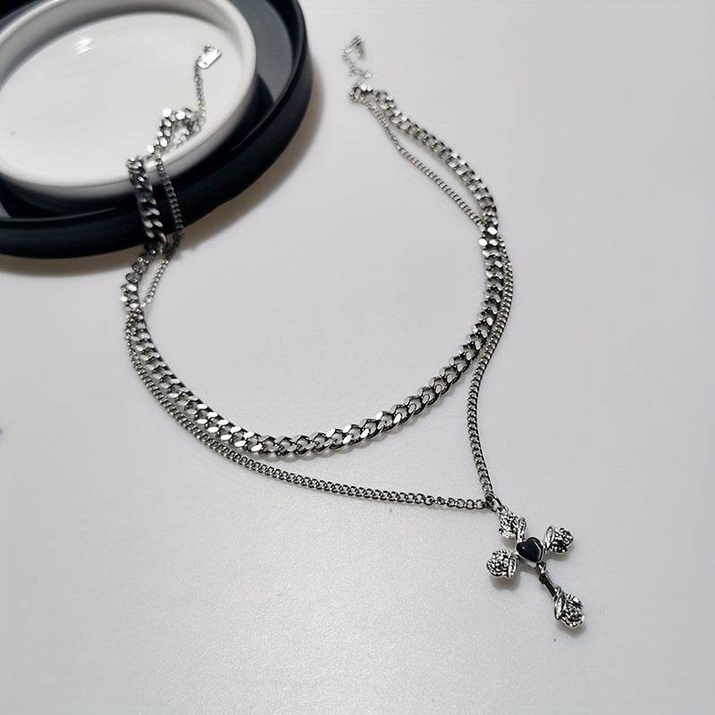 High Sense Flower Cross Necklace - Stylish Titanium Steel for 2025 Fashion - Buy Center