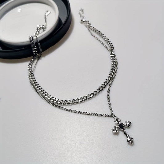High Sense Flower Cross Necklace - Stylish Titanium Steel for 2025 Fashion - Buy Center