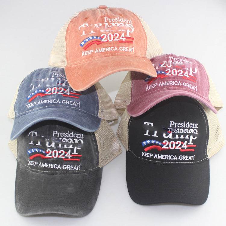2024 American Election Baseball Cap - Washed Cotton Truck Driver Hat - Buy Center