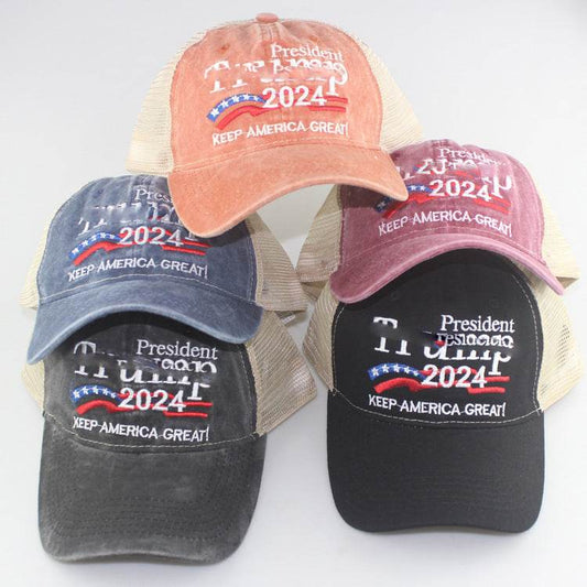 2024 American Election Baseball Cap - Washed Cotton Truck Driver Hat - Buy Center