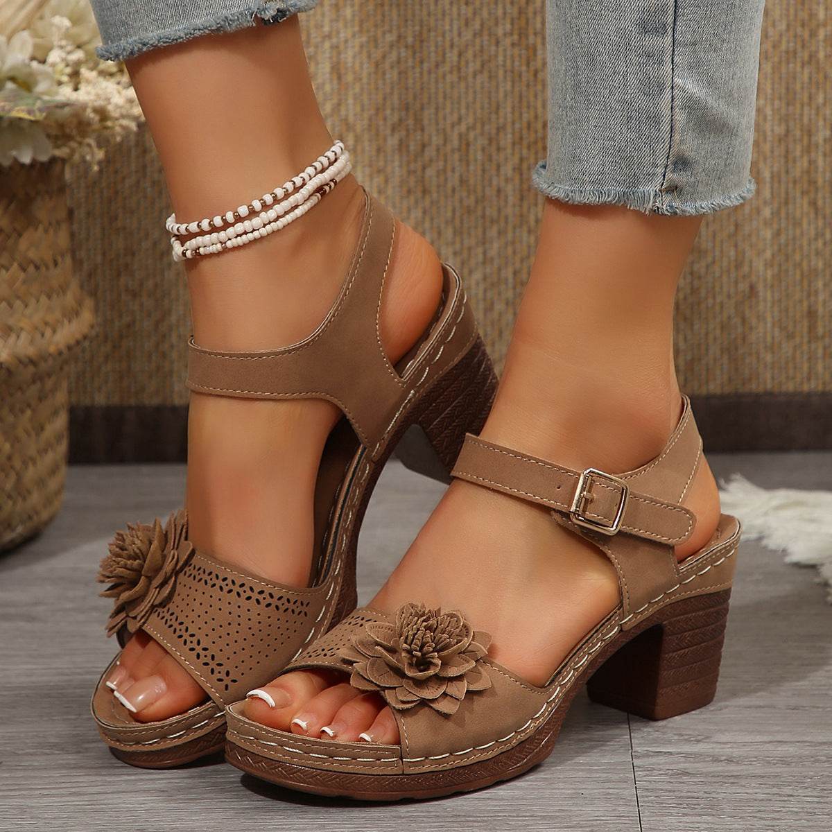 Buycenter Women's Chunky Heel Sandals - Summer Platform Shoes in Plus Sizes - Buy Center