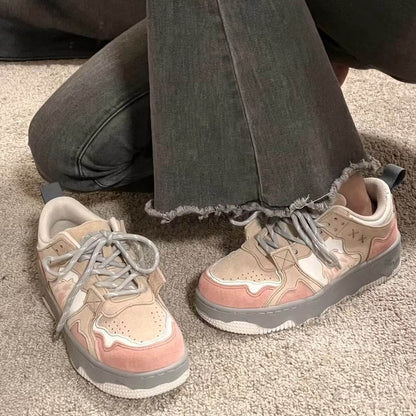 Retro Women's Student Sneakers - Stylish Pink Vulcanize Shoes for Comfort - Buy Center