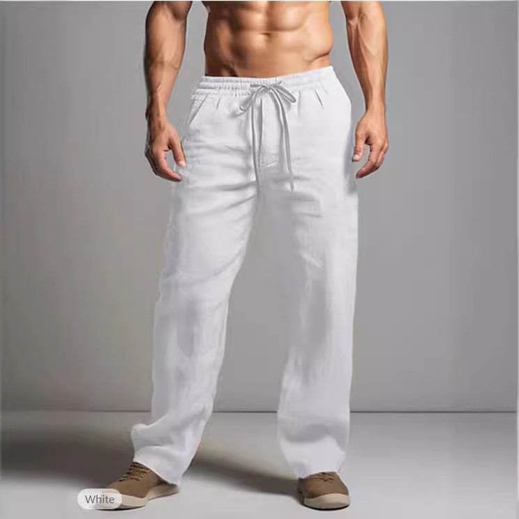 Buycenter Casual Cotton-Linen Drawstring Pants - Breathable & Comfortable - Buy Center