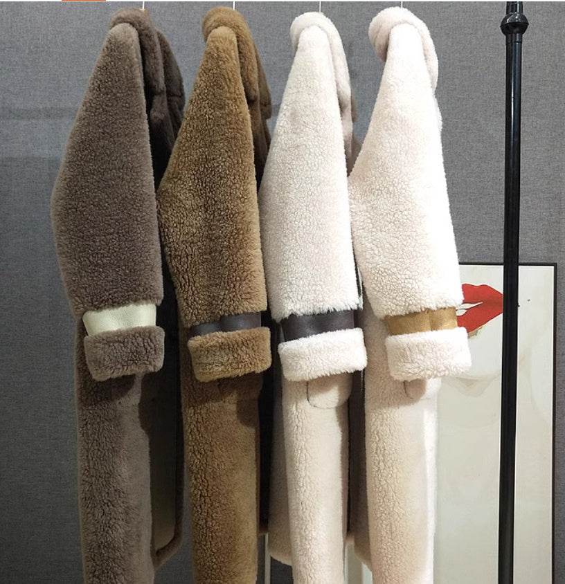 Double Breasted Lamb Fur Coat - Stylish Wool Blend for Commuting 2025 - Buy Center