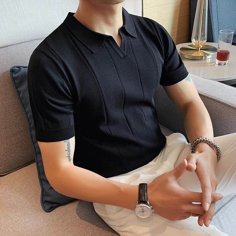 Ice Silk Short Sleeve T-shirt for Men - Loose Fit, Soft Polyester Style - Buy Center