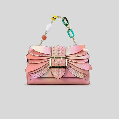 Heavy Industry Rivet Handbag - Trendy Contrast Color Butterfly Wing Clutch - Buy Center