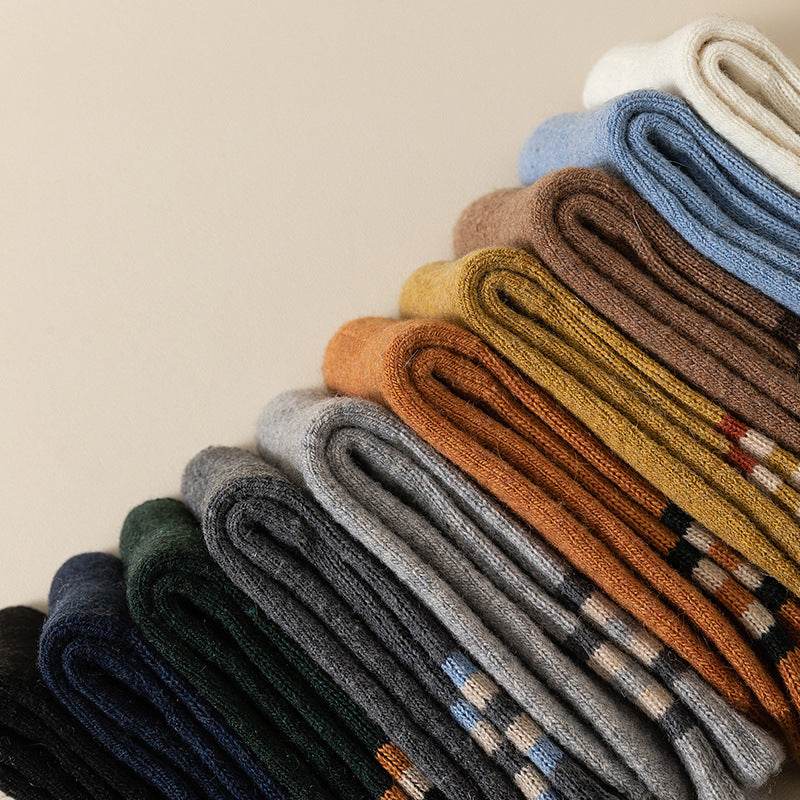 Men's Fleece-Lined Cotton Sports Stockings - Stripes & Plaid Patterns - Buy Center