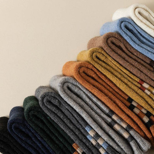 Men's Fleece-Lined Cotton Sports Stockings - Stripes & Plaid Patterns - Buy Center