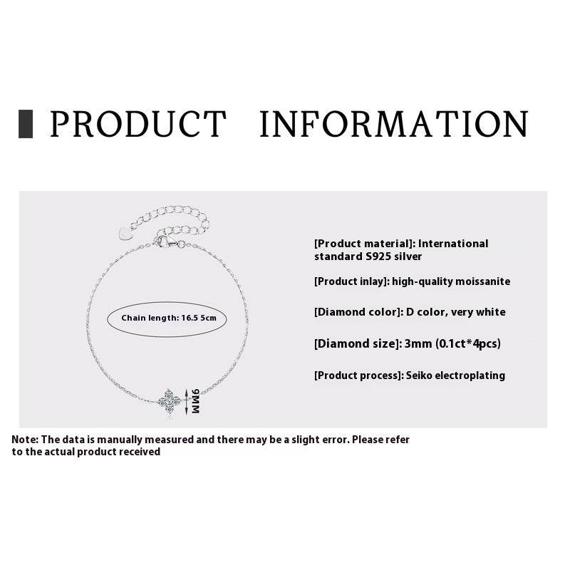 Buy Center Classic Moissanite Bracelet - Elegant 925 Silver Four-Claw Design - Buy Center