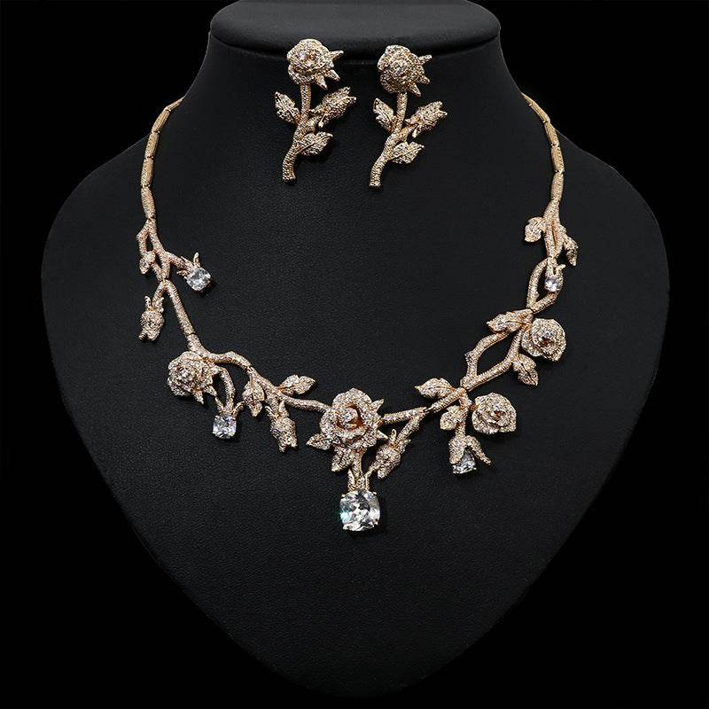 Buycenter Flower Bridal Necklace Earring Set - Elegant Fashion Jewelry - Buy Center