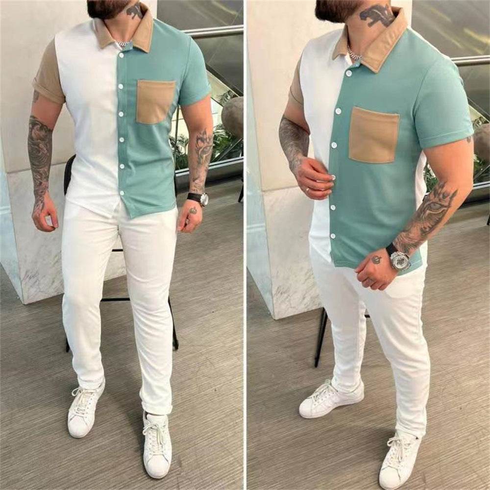 Buycenter Trendy Casual Sports Suit - Short-Sleeved Shirt & Trousers Set - Buy Center