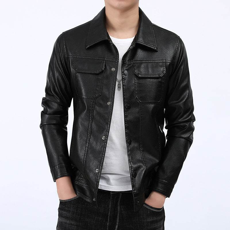 Men's Genuine Leather Jacket - Stylish Casual Workwear in Green, Black, Burgundy - Buy Center
