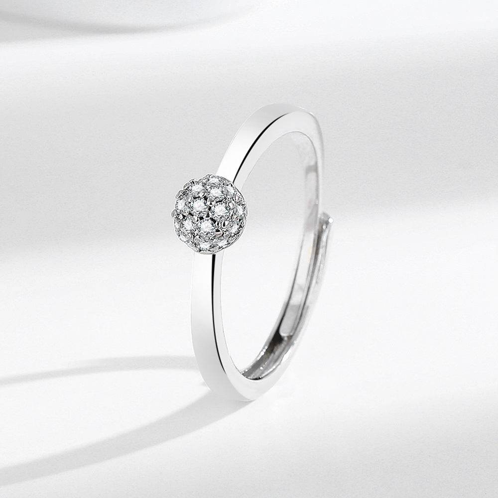 Silver Hydrangea Design Ring - Electroplated White Gold for Women - Buy Center