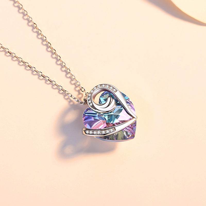 Buy Center Sterling Silver Love Necklace - Heart Shaped Crystal Design - Buy Center