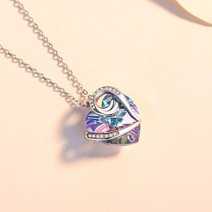 Buy Center Sterling Silver Love Necklace - Heart Shaped Crystal Design - Buy Center