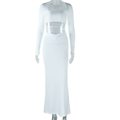 Buycenter Wrapped Chest Jumpsuit - Long Sleeve Navel Skirt for Women - Buy Center