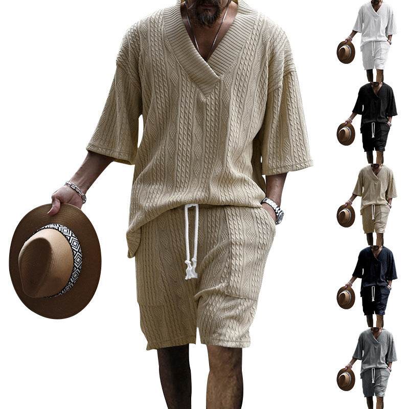 Buycenter Men's Casual Loose Knitwear Shorts Suit - Stylish & Comfortable - Buy Center