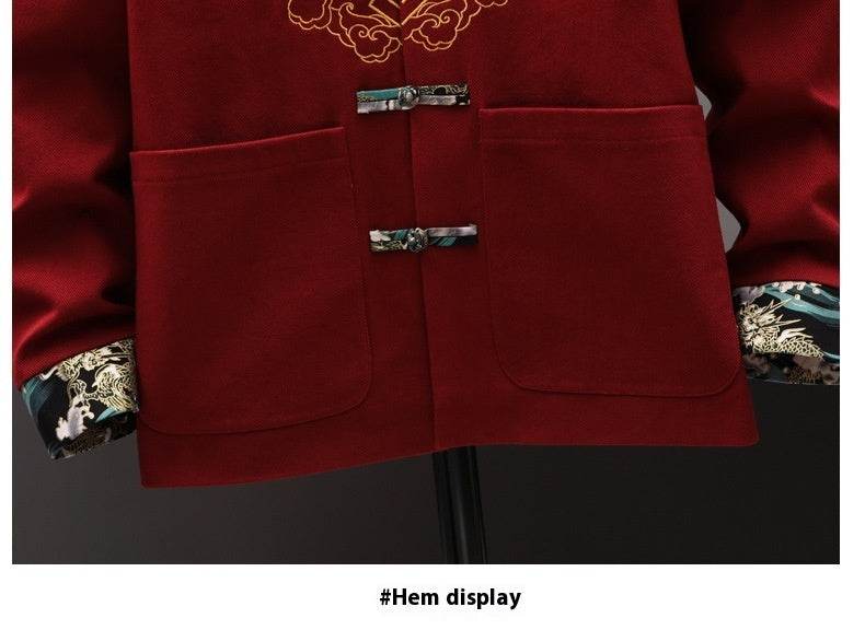 Buycenter Embroidered Chinese Coat - Stylish Buckle Design in Various Colors - Buy Center